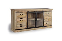 GINER Y COLOMER Buffet en bois de manguier et métal noir